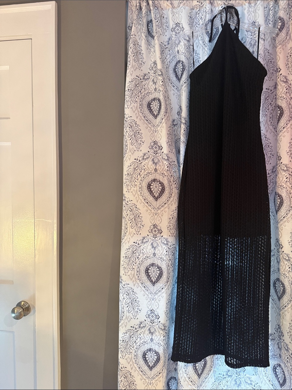 Express Black Halter Maxi Dress with Knit Detail